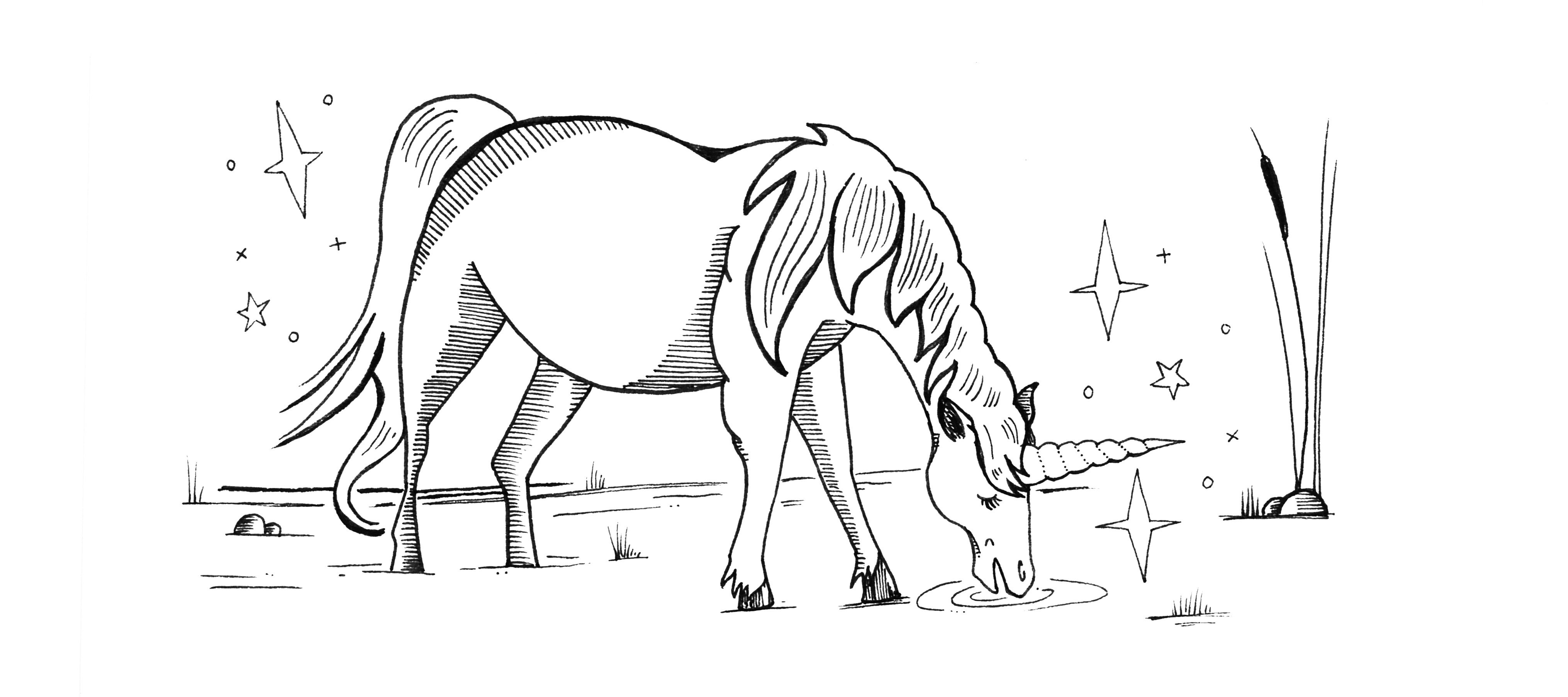 Heroic fundraising blog featured image unicorn Drawing by Senior Designer Amanda Swadlo. All rights reserved.
