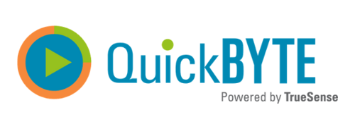 Quickbyte logo. Powered by TrueSense