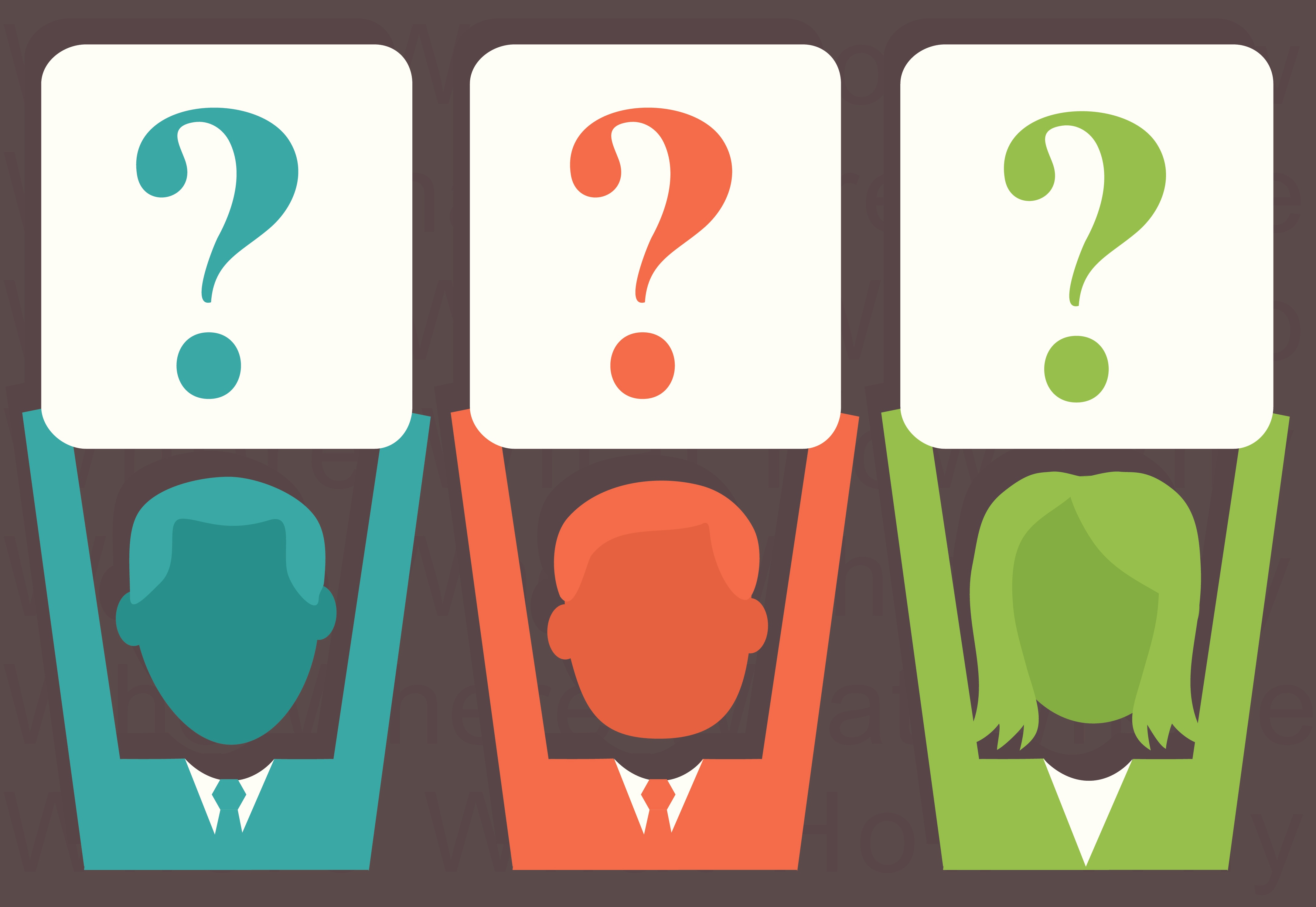 Three questions. Question illustration. Appropriate questions illustration.